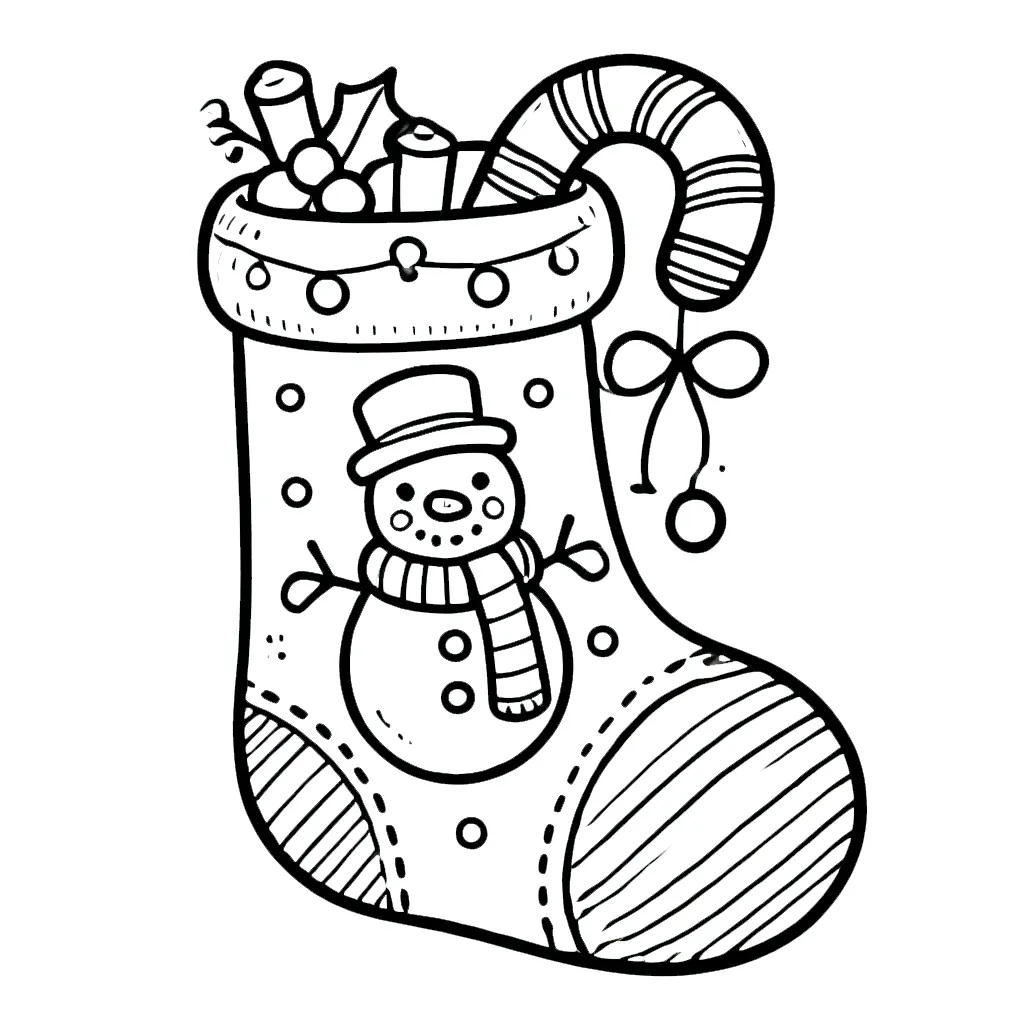 coloriage Chaussette de Noel pour enfants à imprimer