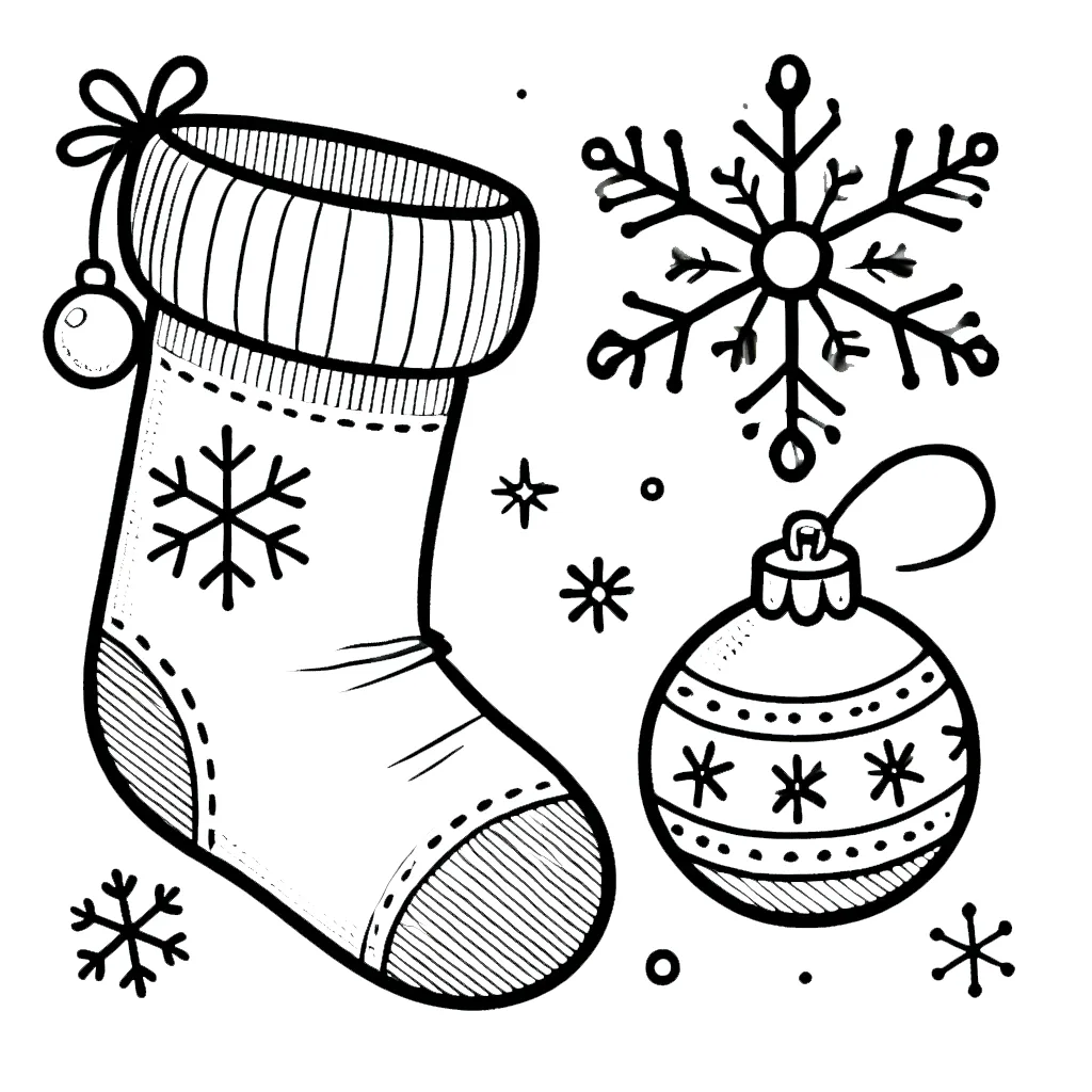 coloriage Chaussette de Noel pour enfants à télécharger 1