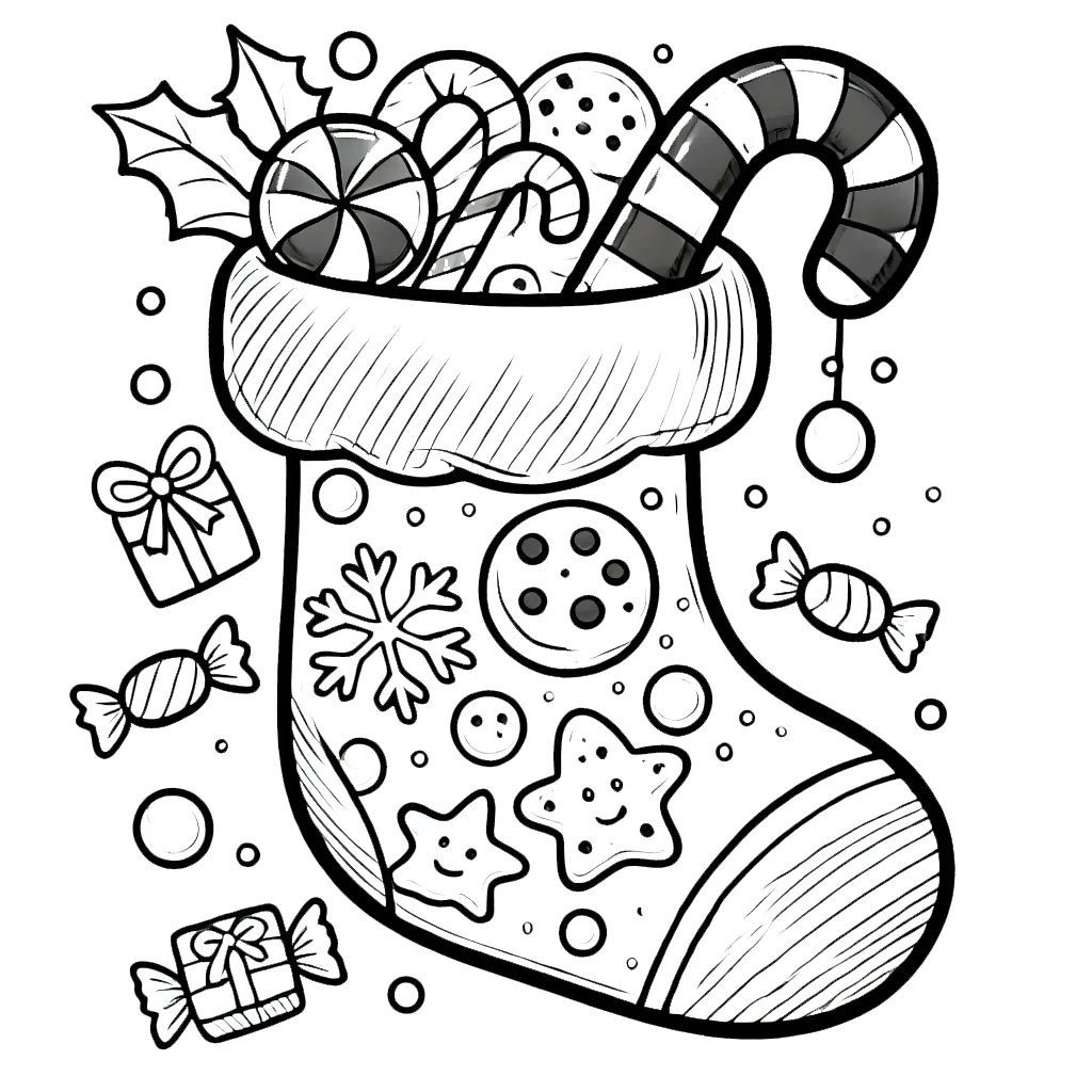 coloriage Chaussette de Noel pour enfants à télécharger 2