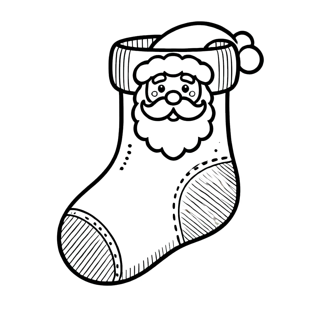 coloriage Chaussette de Noel à imprimer kawaii