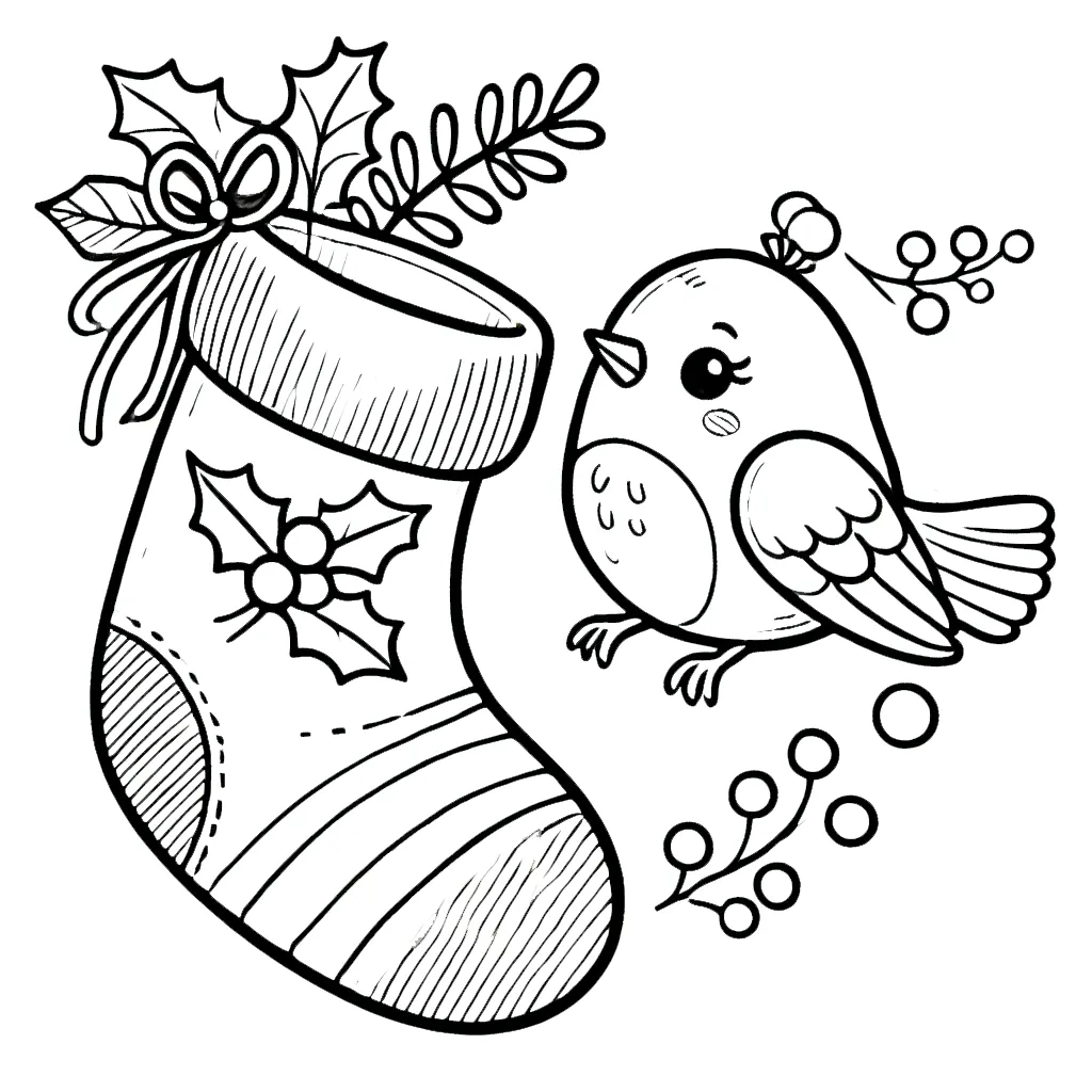 coloriage Chaussette de Noel de pour enfants 1