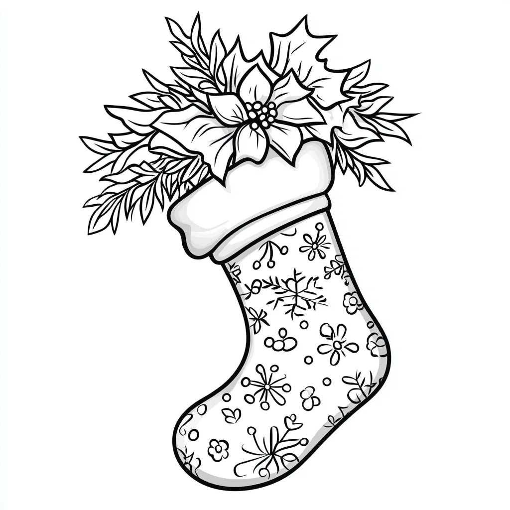 coloriage Chaussette de Noel pour enfants a imprimer gratuit 1