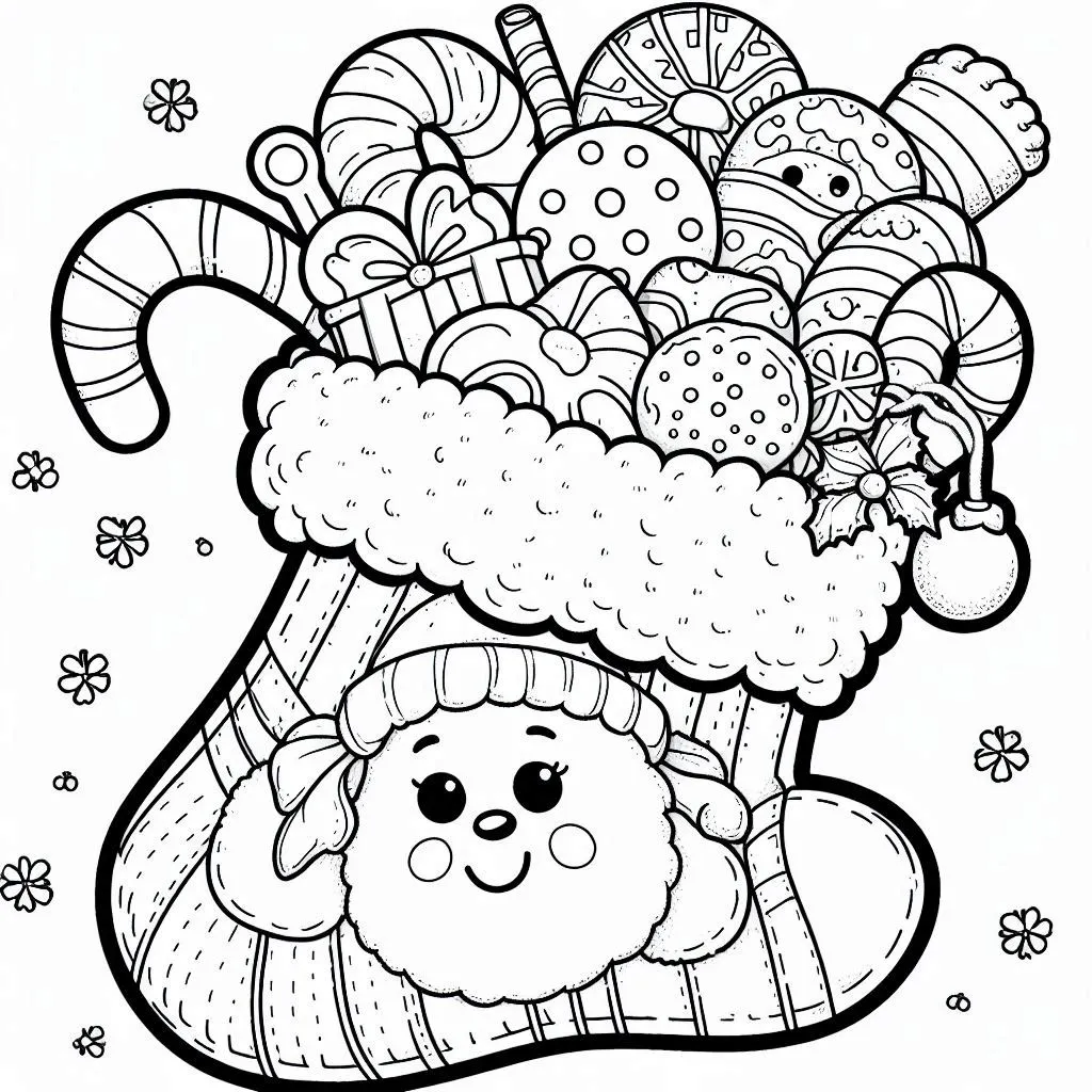 coloriage Chaussette de Noel pour enfants a imprimer gratuit