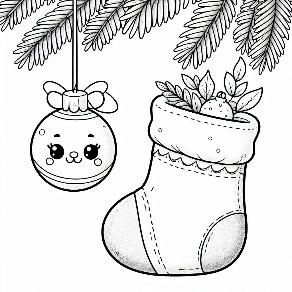 a imprimer coloriage Chaussette de Noel gratuit