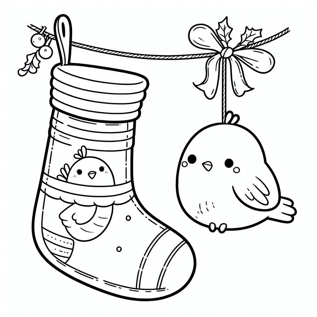 coloriage Chaussette de Noel à imprimer pour enfant de 7 ans 2