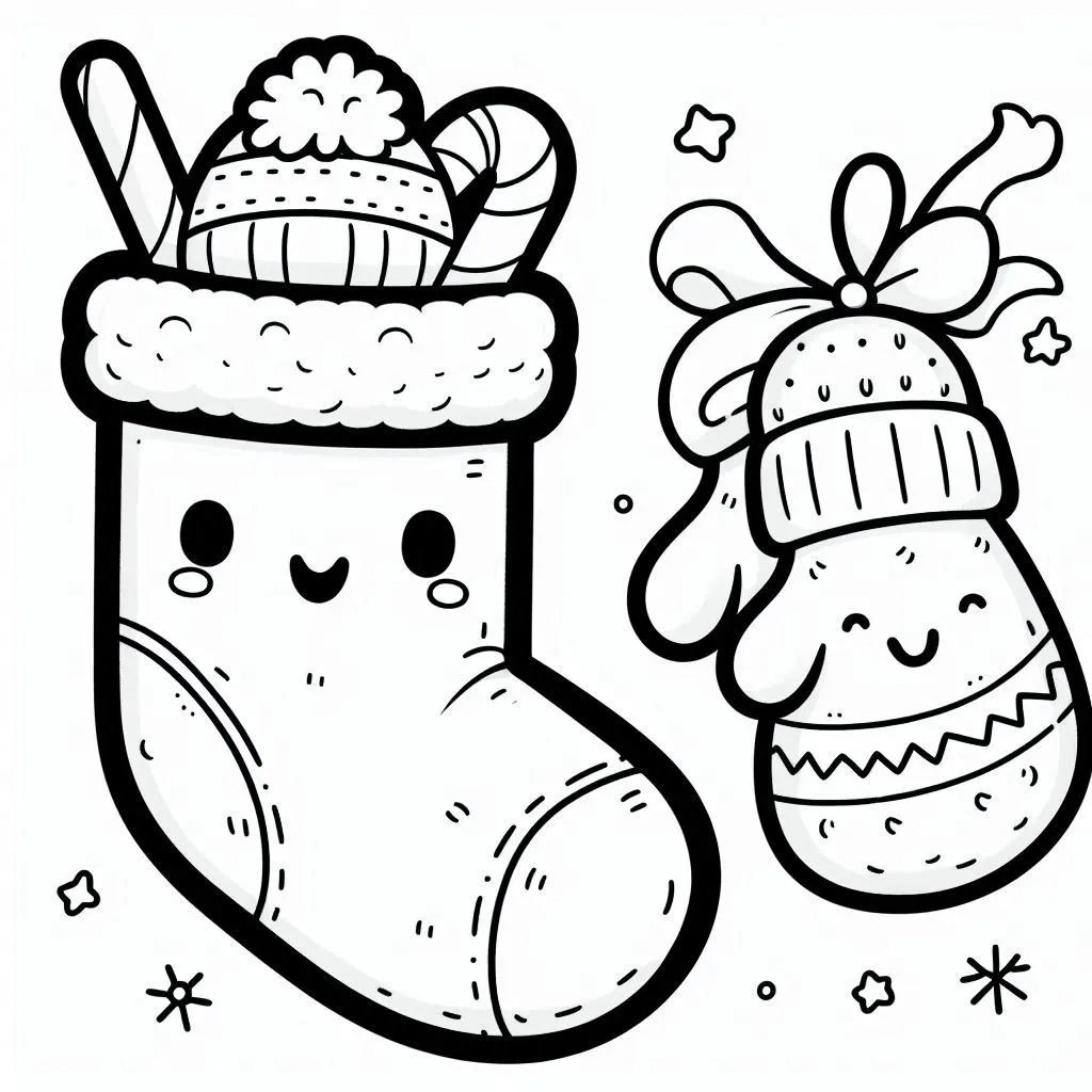 coloriage Chaussette de Noel à imprimer gratuitement