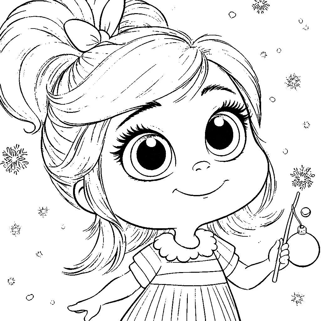 coloriage Cindy Lou et decoupage a imprimer gratuit