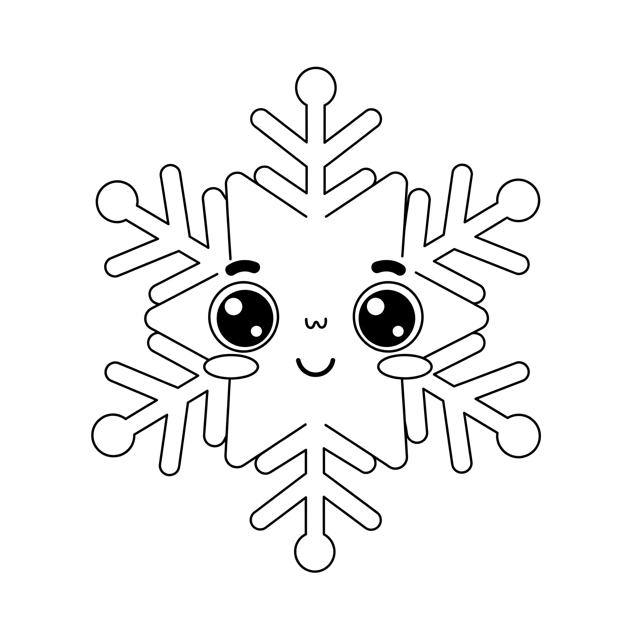 coloriage Flocon de neige avec un visage mignon pour enfant de 7 ans