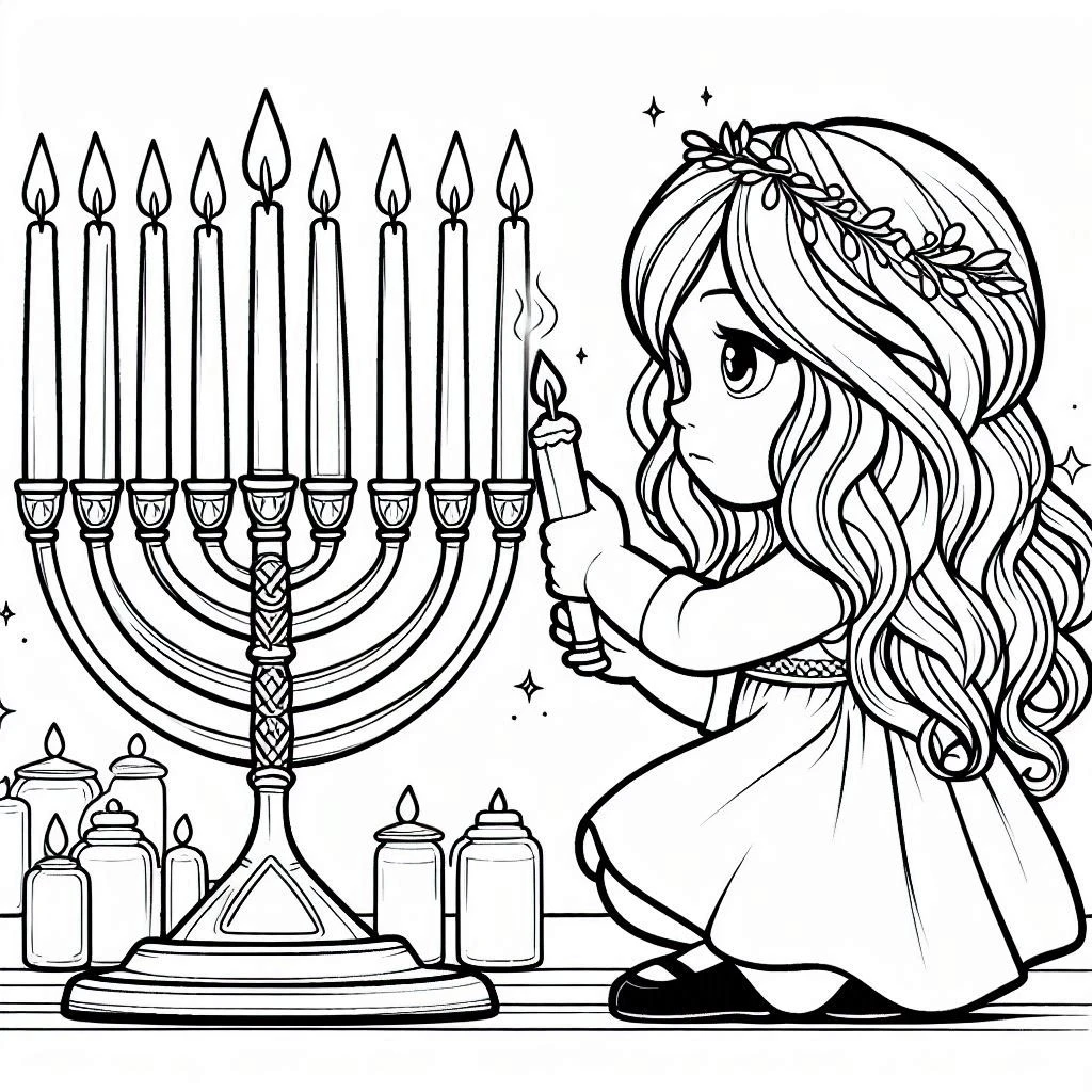 coloriage Hanukkah pour enfant de 6 ans 1