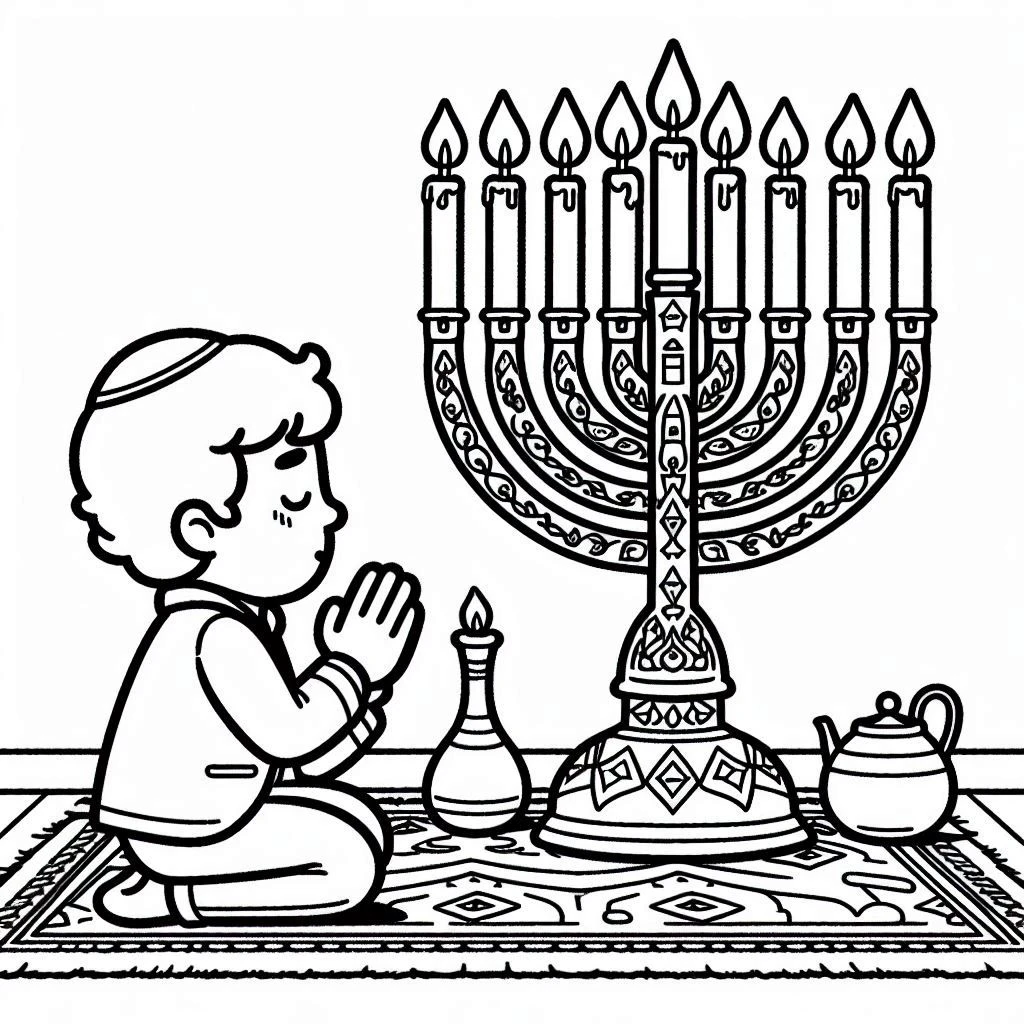 coloriage Hanukkah pour enfant de 7 ans