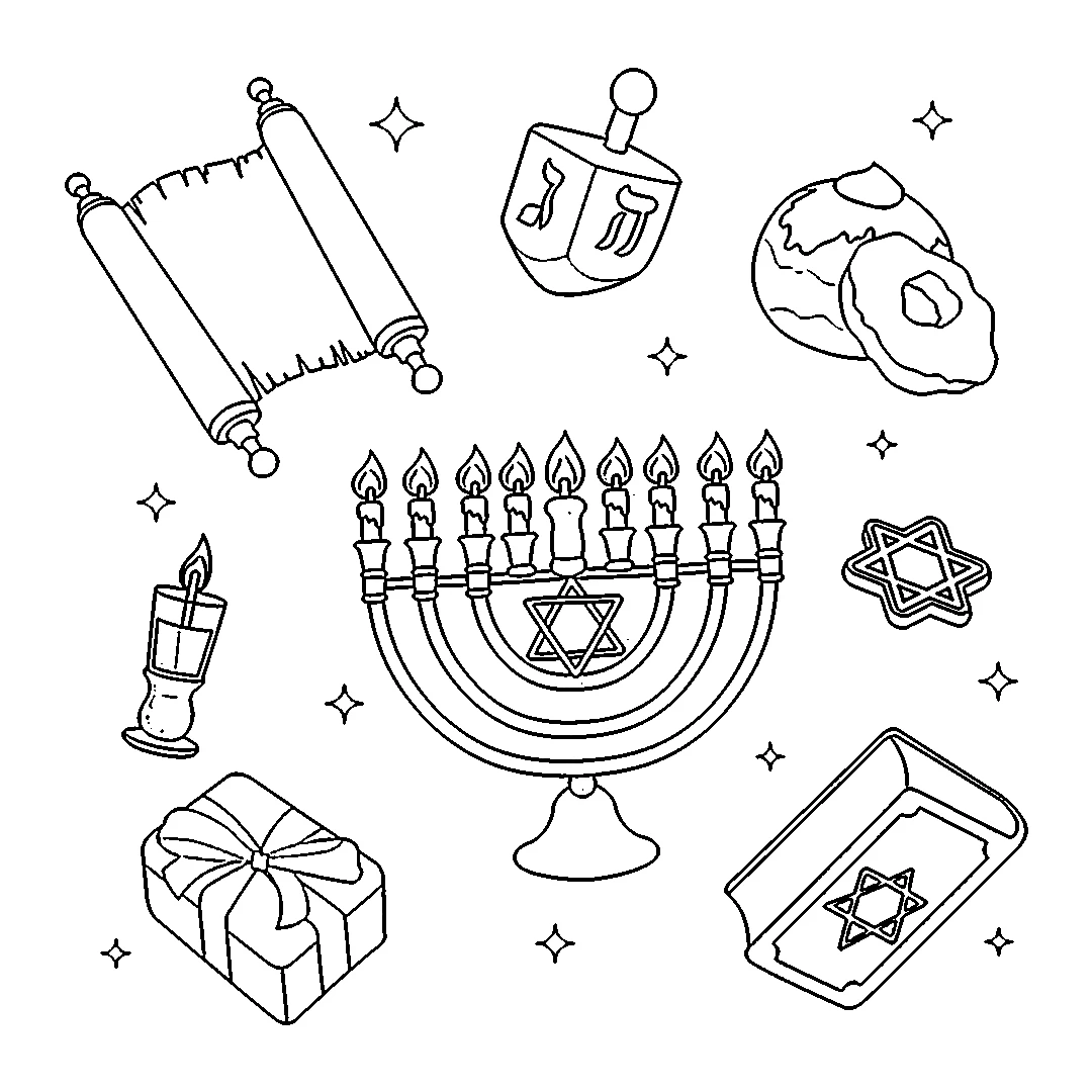 coloriage Hanukkah en ligne pour enfant 1