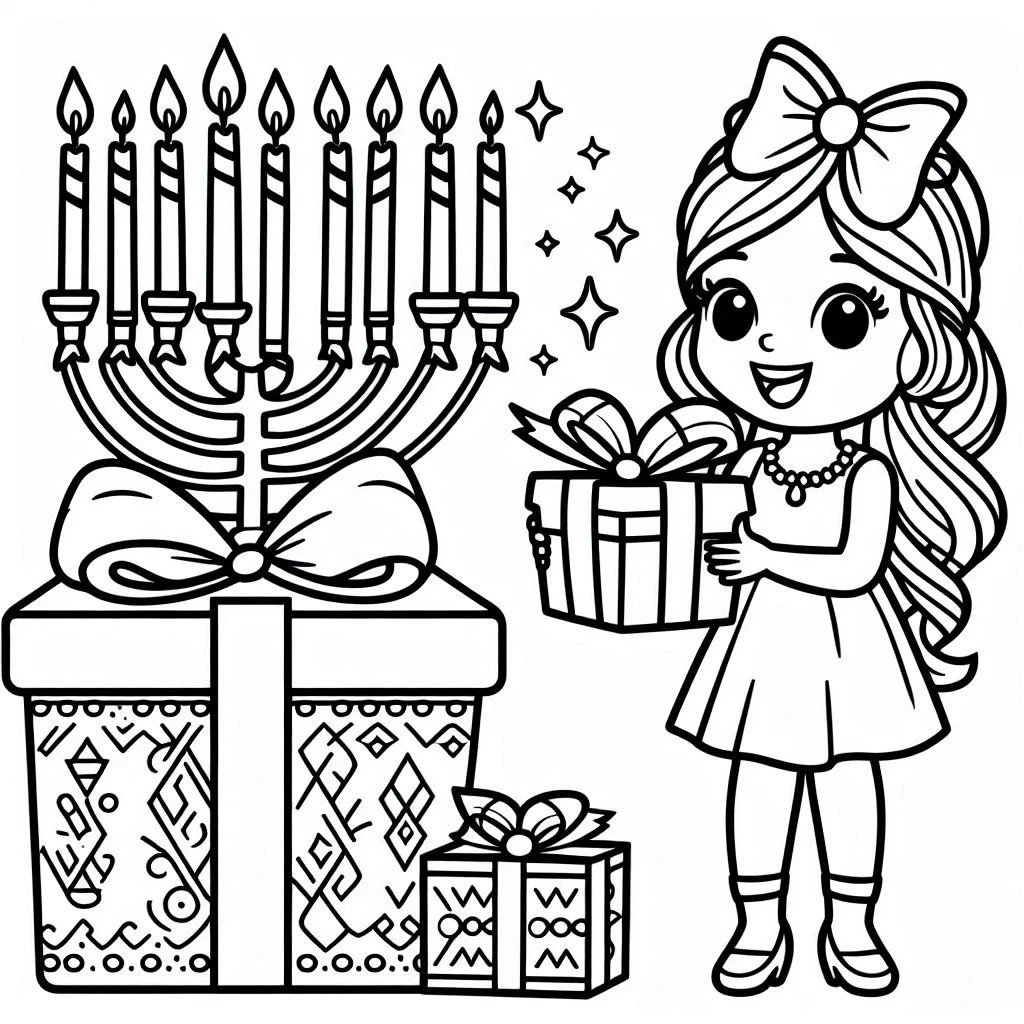 coloriage Hanukkah pour enfants a imprimer gratuit