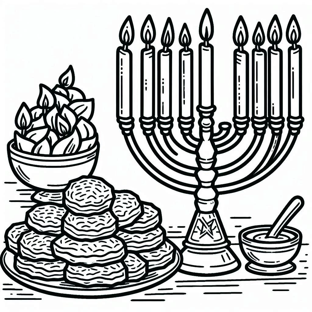 coloriage Hanukkah pour enfant de 6 ans