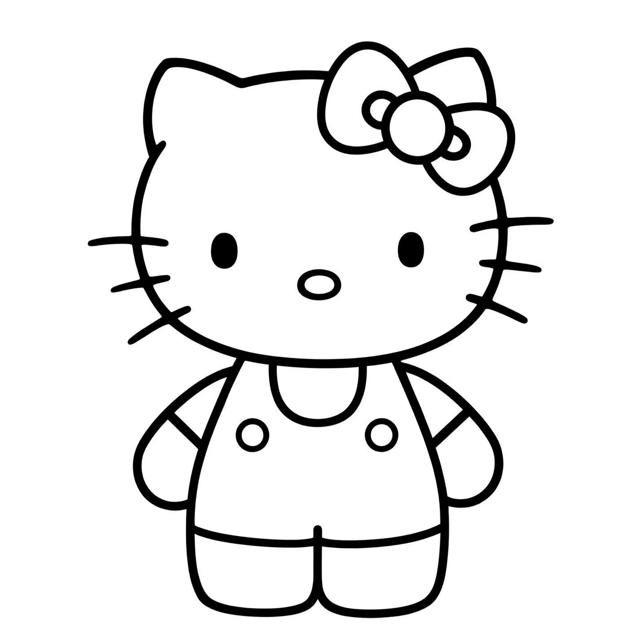 coloriage Hello Kitty avec un nœud simple à imprimer gratuitement