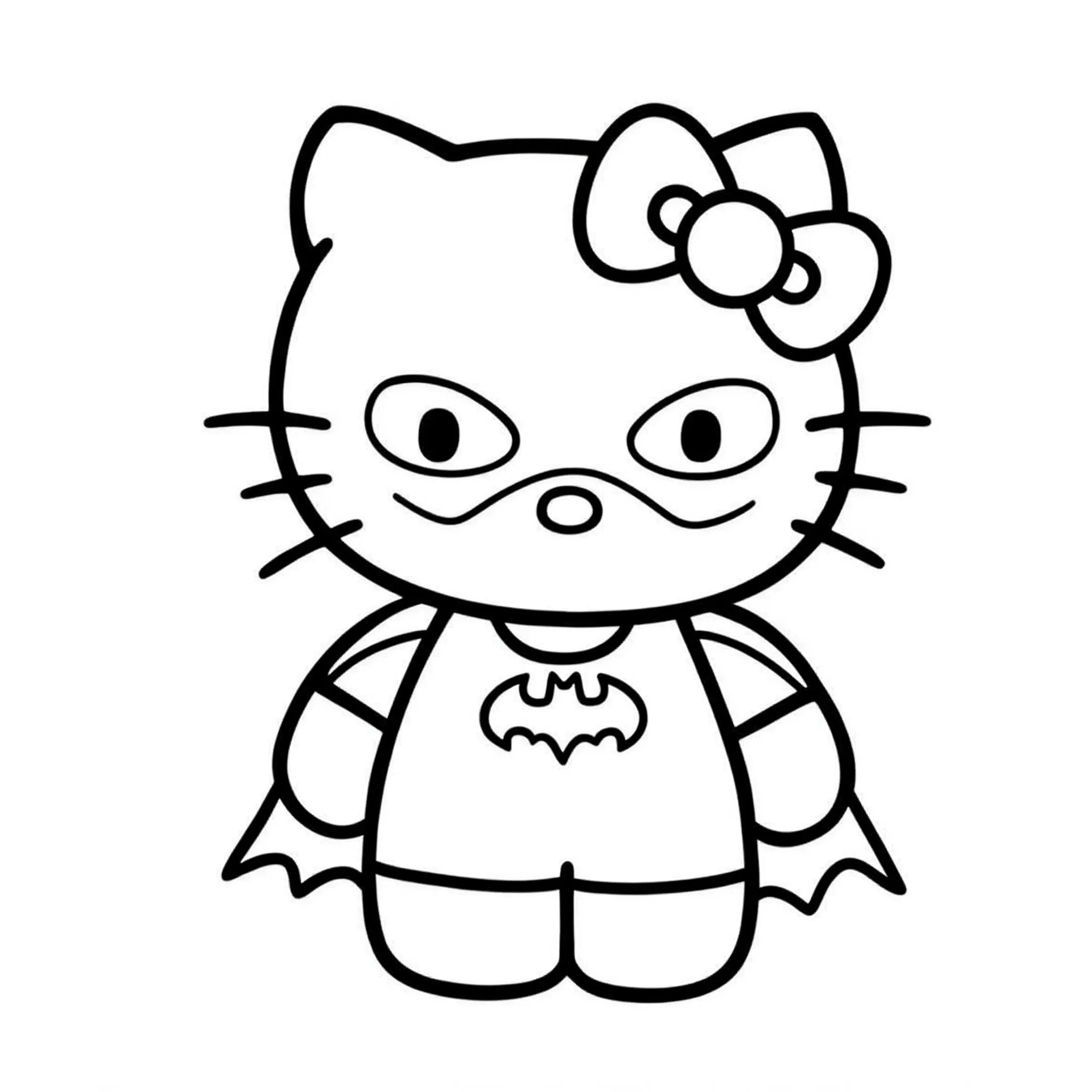 coloriage Hello Kitty portant un masque de Batman pour enfant de 7 ans