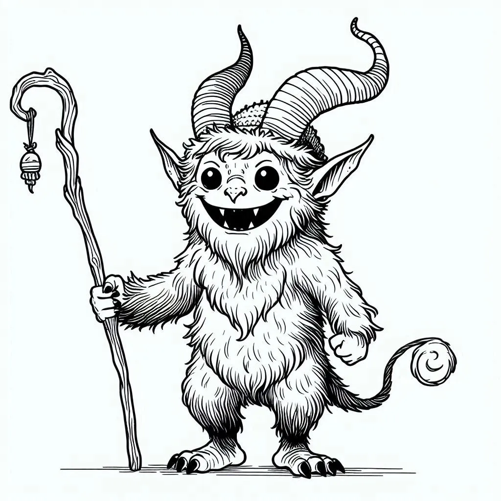 coloriage Krampus pour enfant de 3 ans