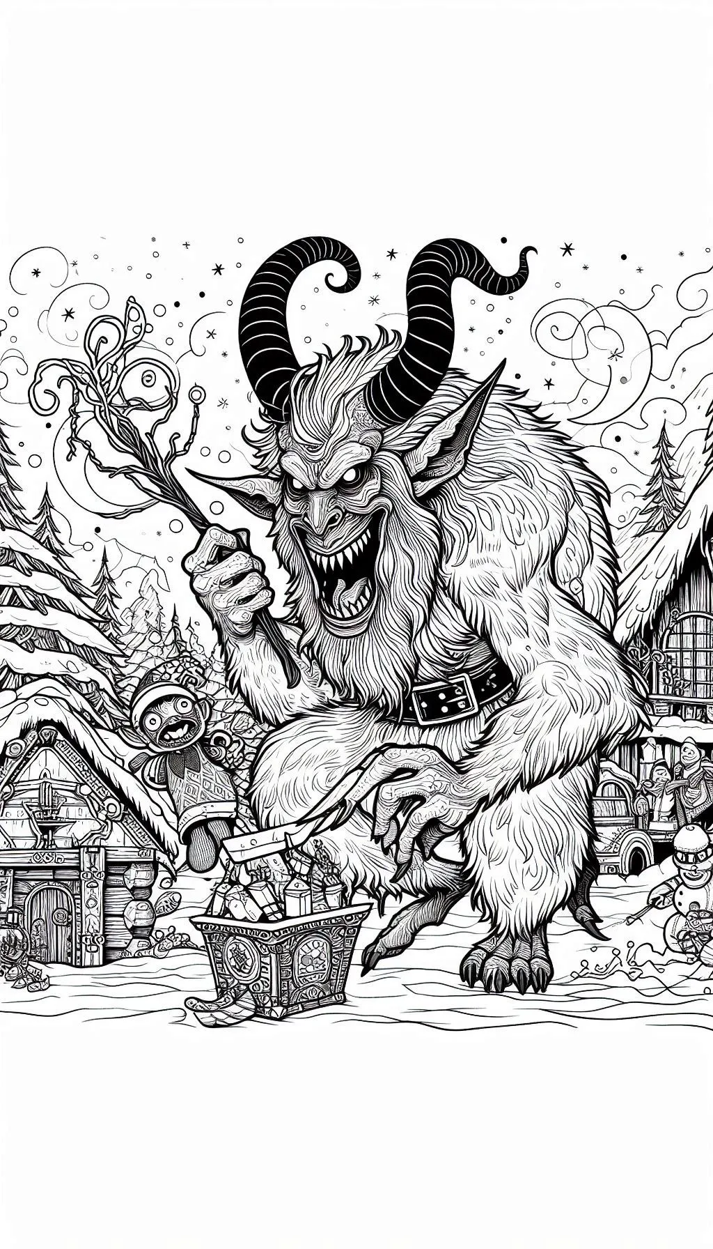 coloriage Krampus et decoupage