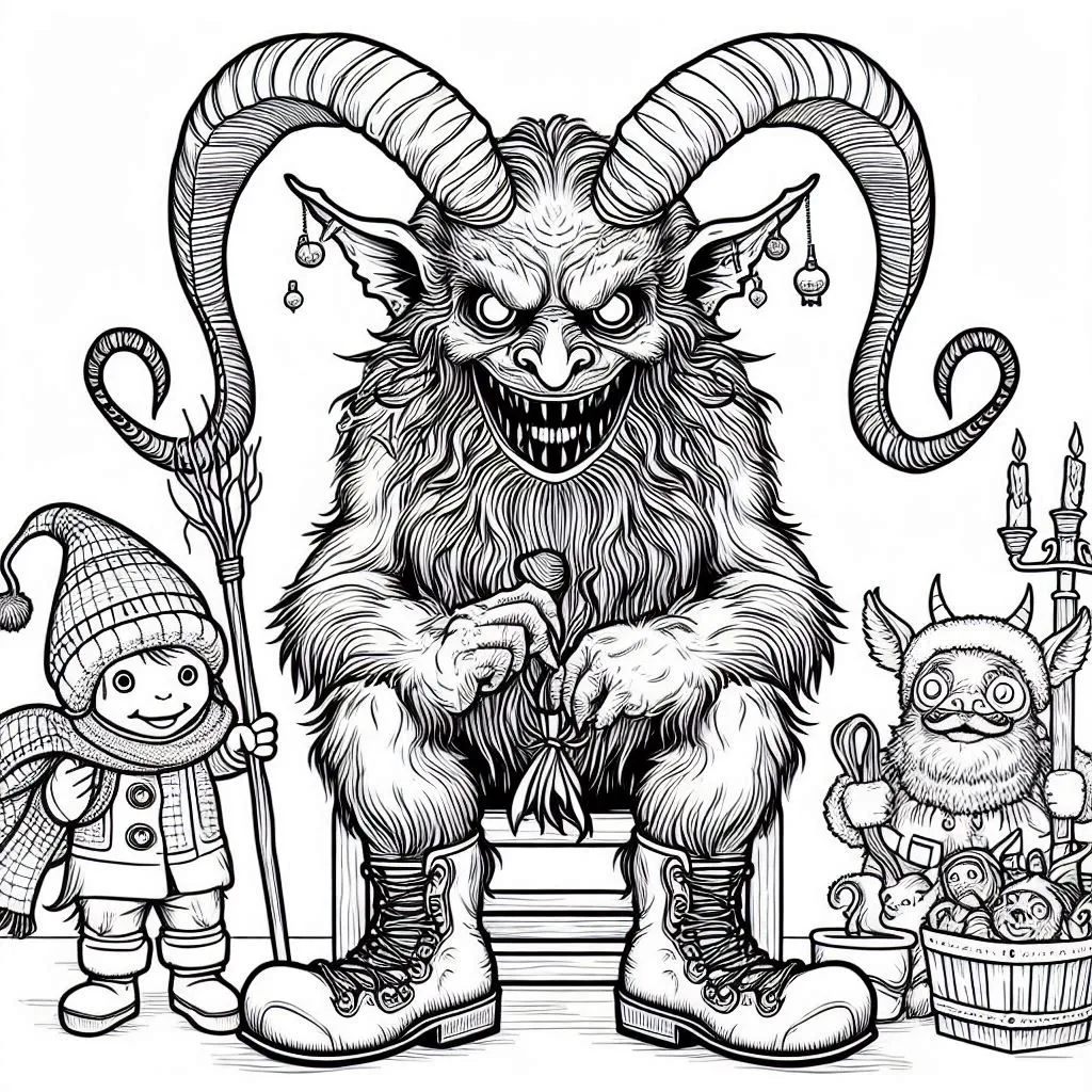 coloriage Krampus a dessiner et imprimer