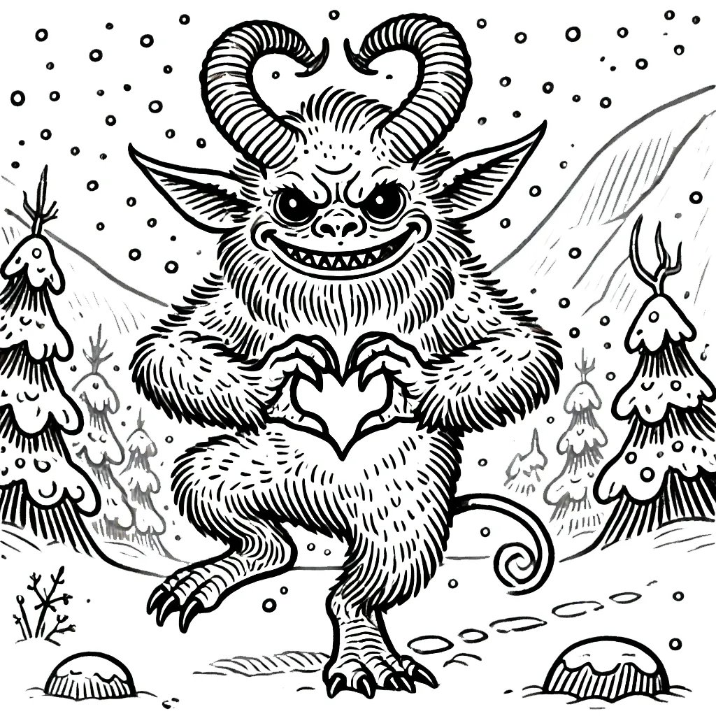 coloriage Krampus et decoupage a imprimer gratuit