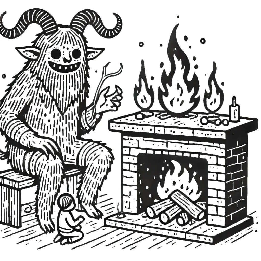 coloriage Krampus à imprimer pour enfant de 6 ans