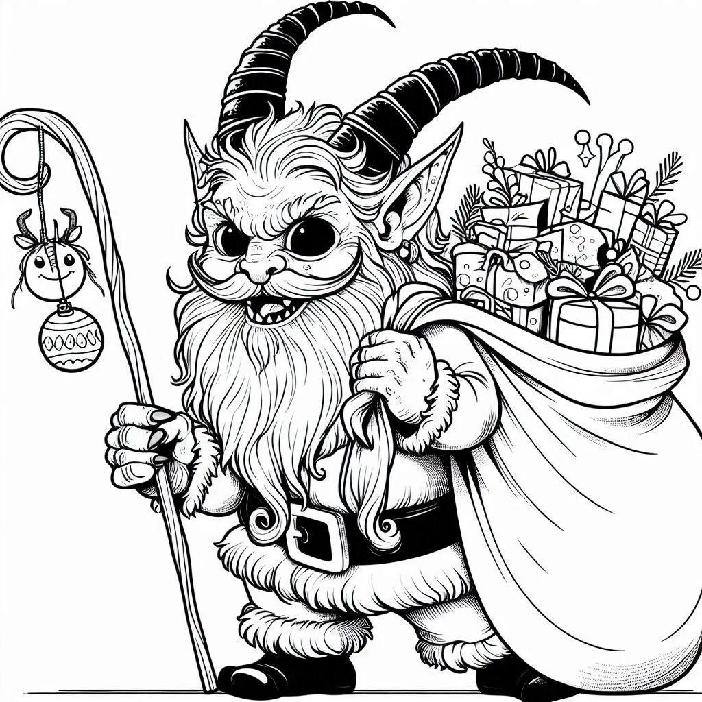 coloriage Krampus et découpage à imprimer