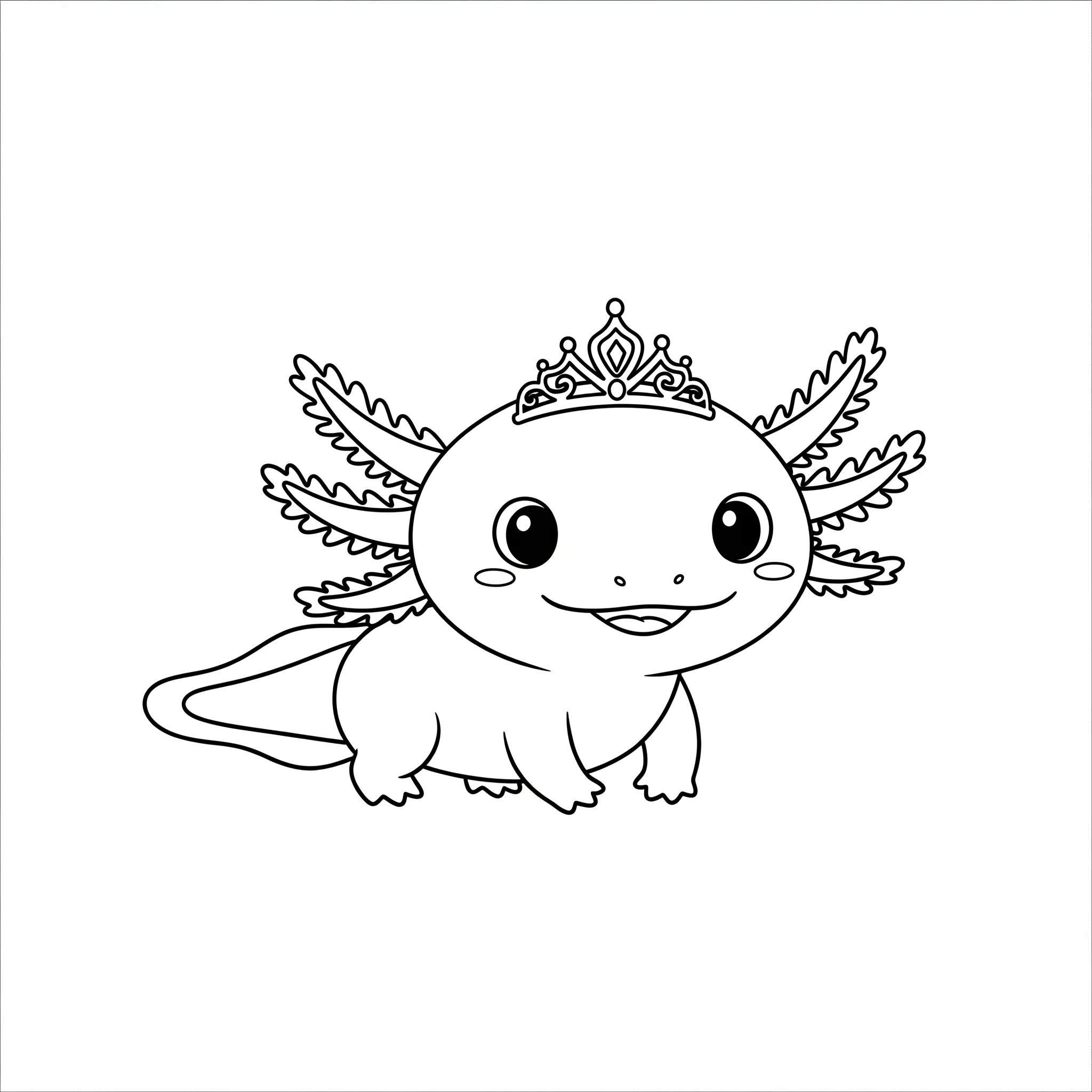 coloriage La Reine Axolotl et son diadème simple a imprimer gratuit