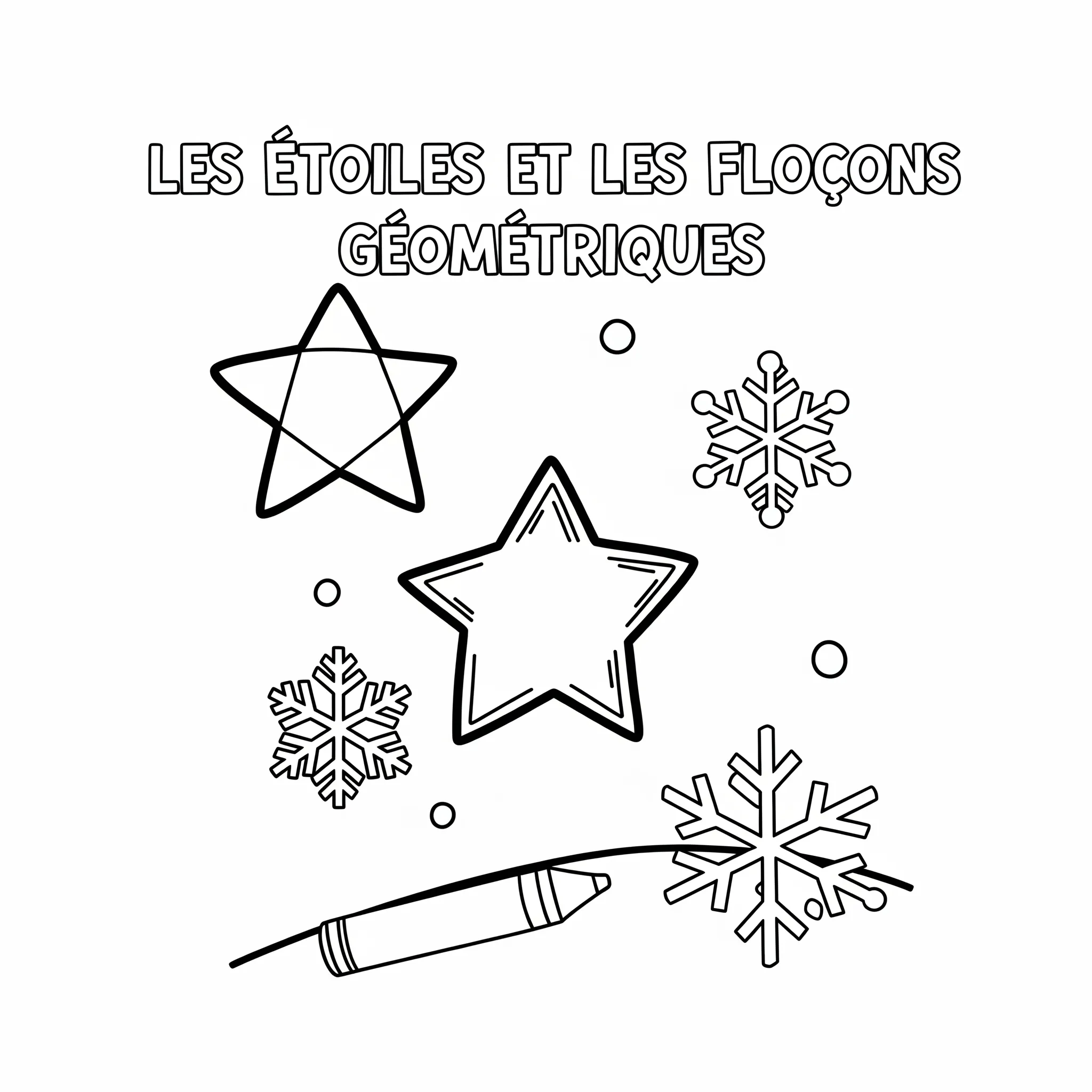 coloriage Les Étoiles et les Flocons Géométriques pour enfants a imprimer