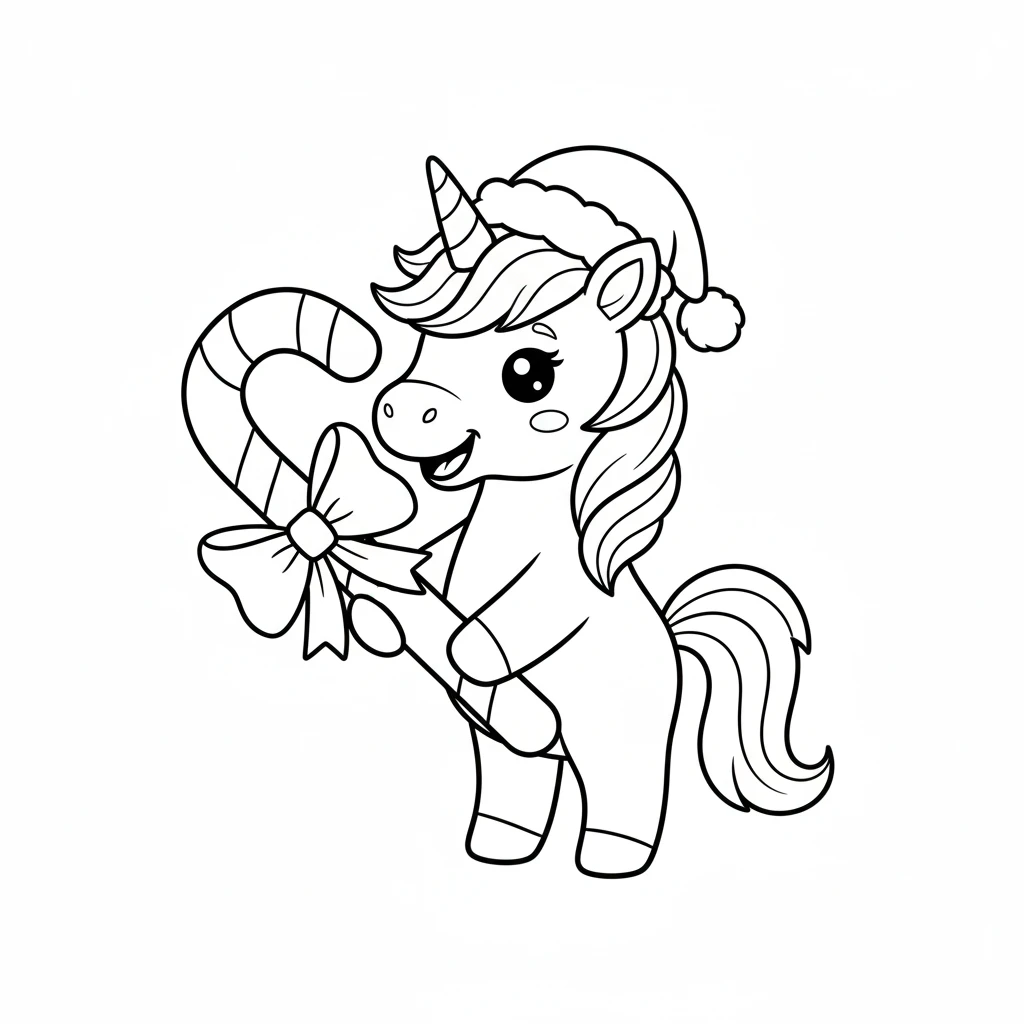 coloriage Licorne de Noël a colorier en ligne