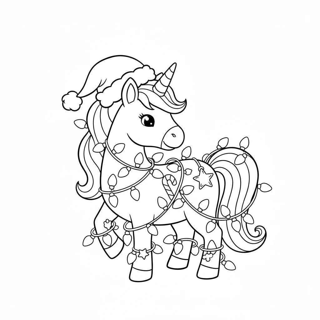 coloriage Licorne de Noël en ligne