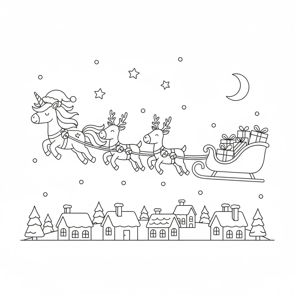 coloriage Licorne de Noël et dessins