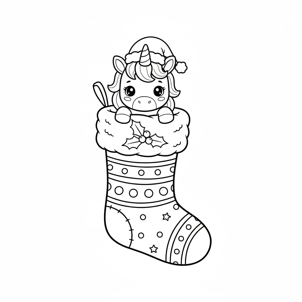 coloriage Licorne de Noël de pour enfants