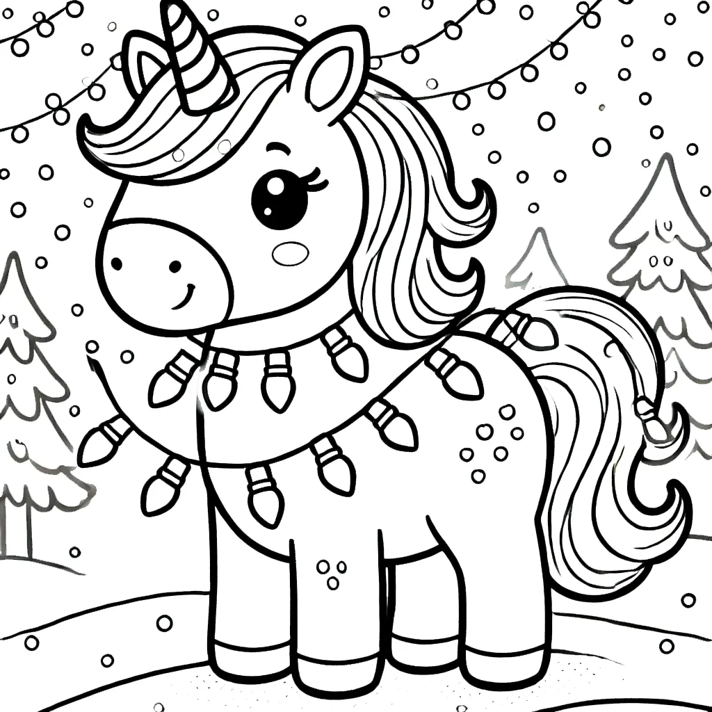 imprimer coloriage Licorne de Noël gratuit