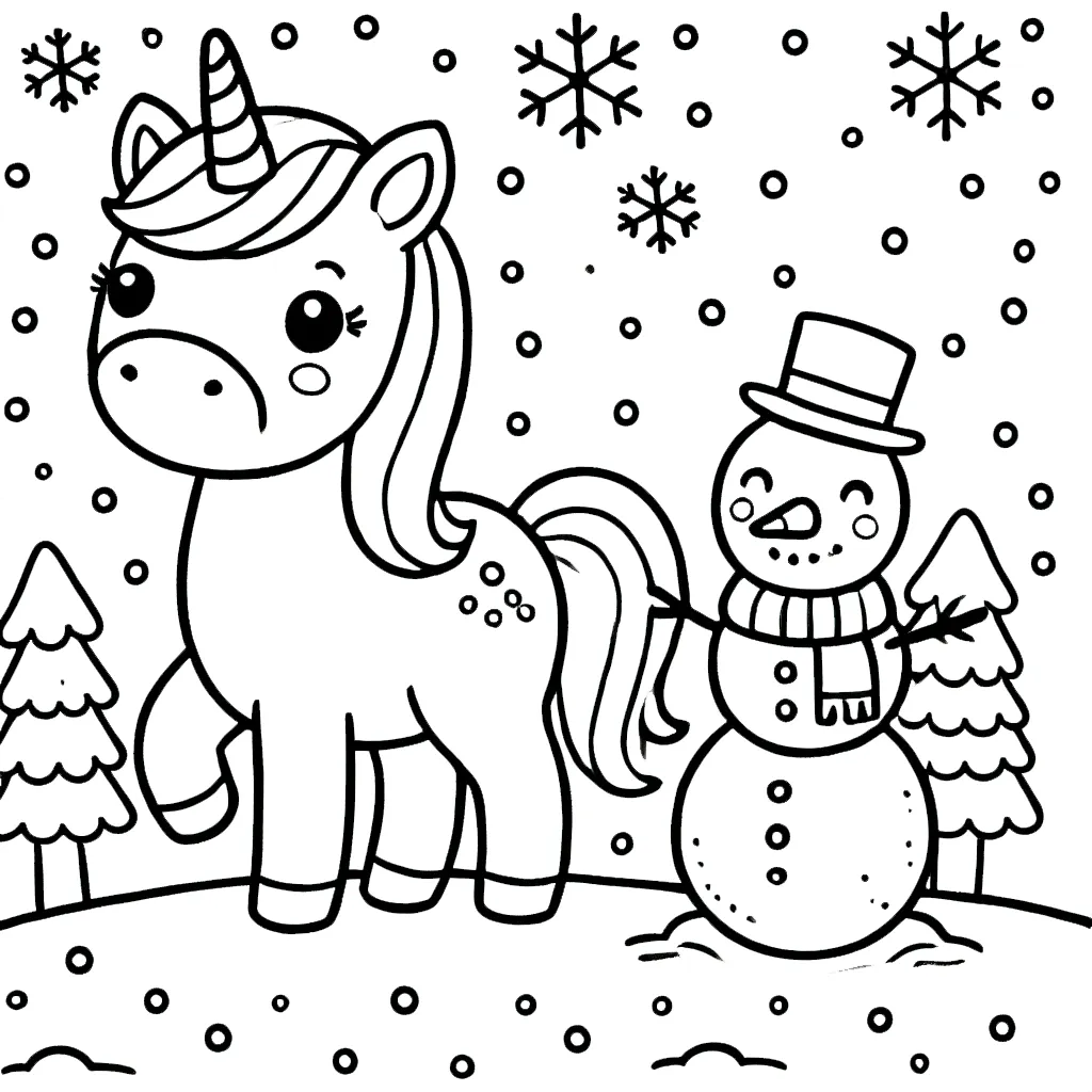 coloriage Licorne de Noël a dessiner et imprimer