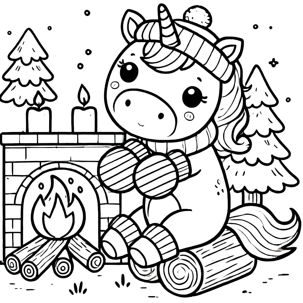 coloriage Licorne de Noël pour enfant de 6 ans 2