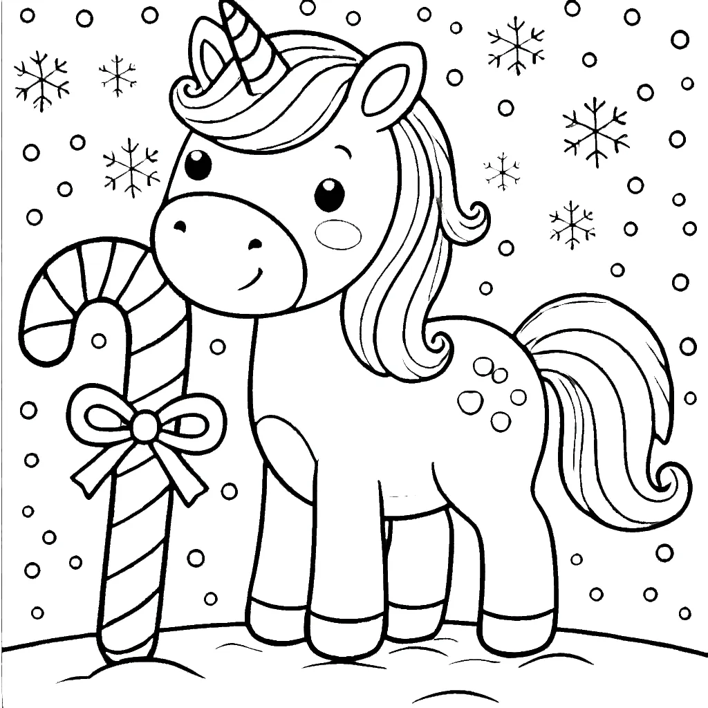 coloriage Licorne de Noël et dessins 2