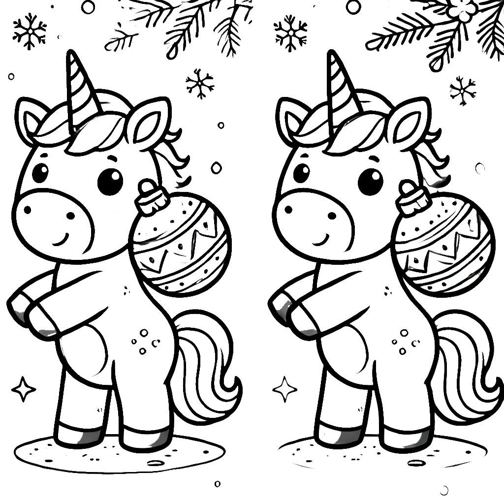 coloriage Licorne de Noël pour enfant de 3 ans 2