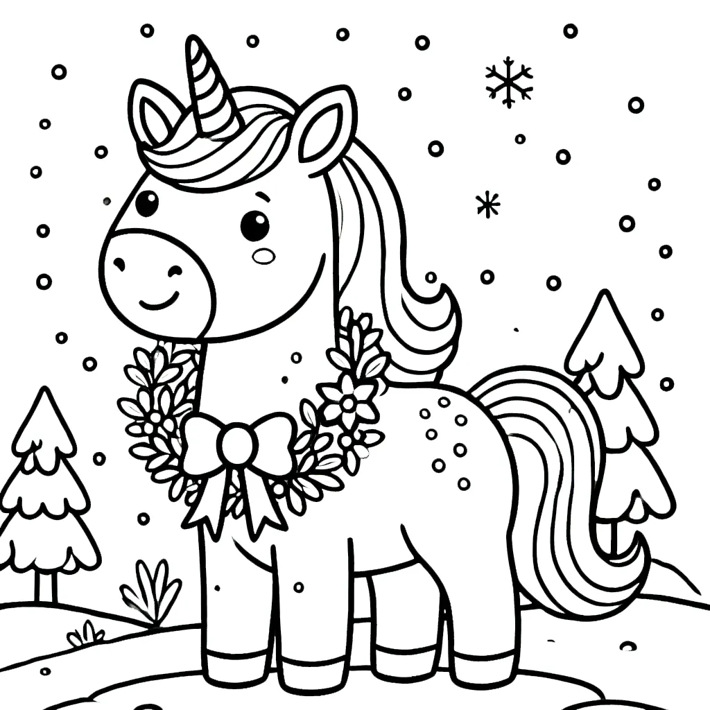 coloriage Licorne de Noël en ligne