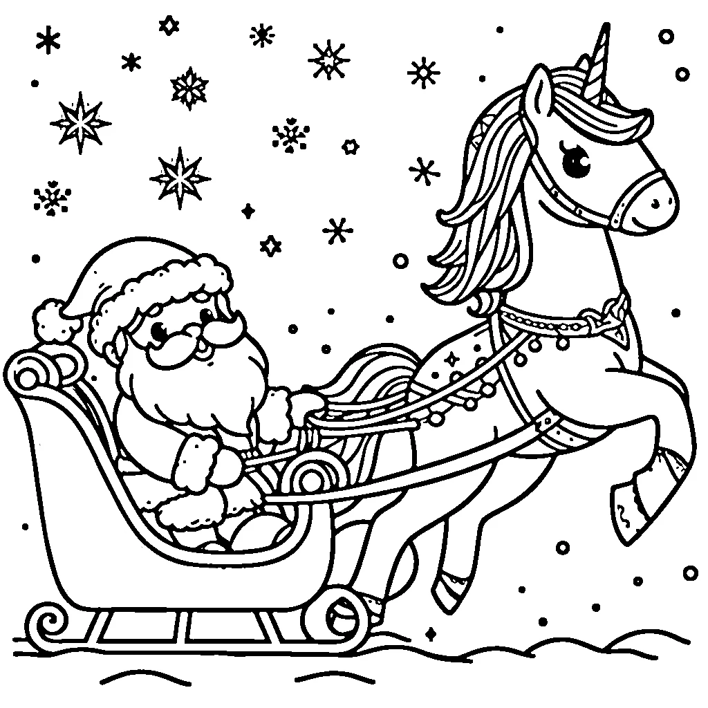 coloriage Licorne de Noël a telecharger 1