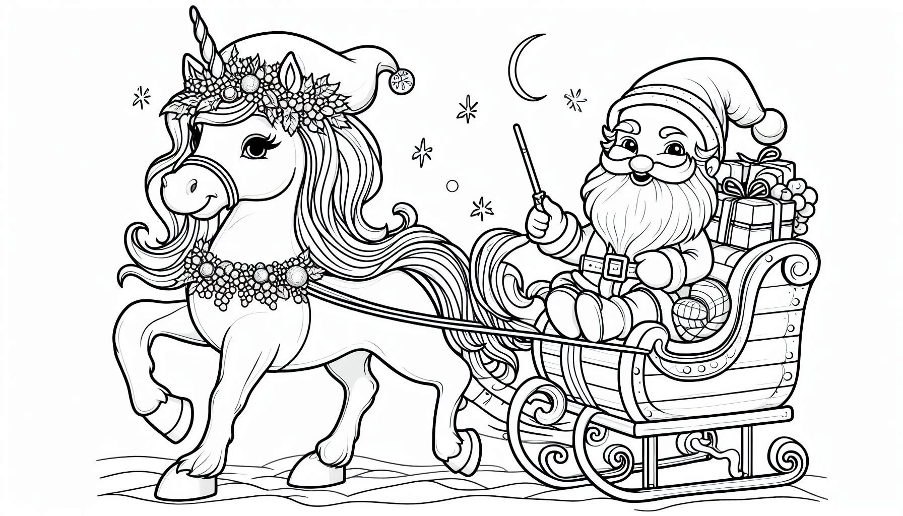 imprimer coloriage Licorne de Noël