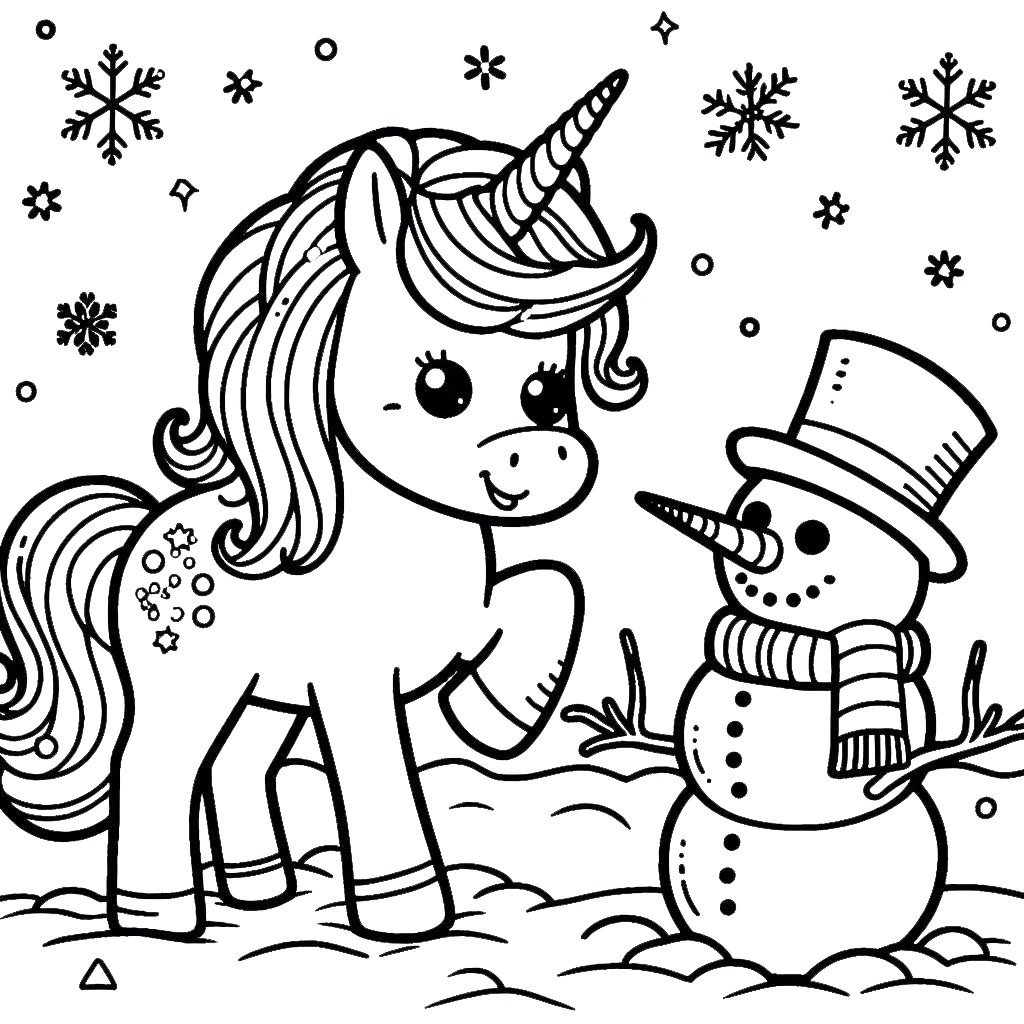 coloriage Licorne de Noël a dessiner en ligne