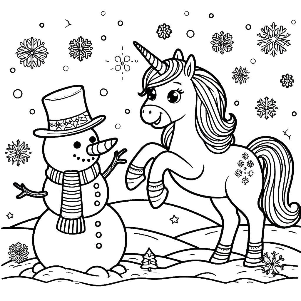 coloriage Licorne de Noël à imprimer pour enfant de 12 ans