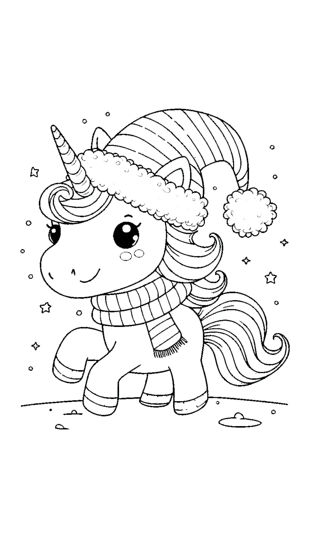 coloriage Licorne de Noël gratuit en ligne