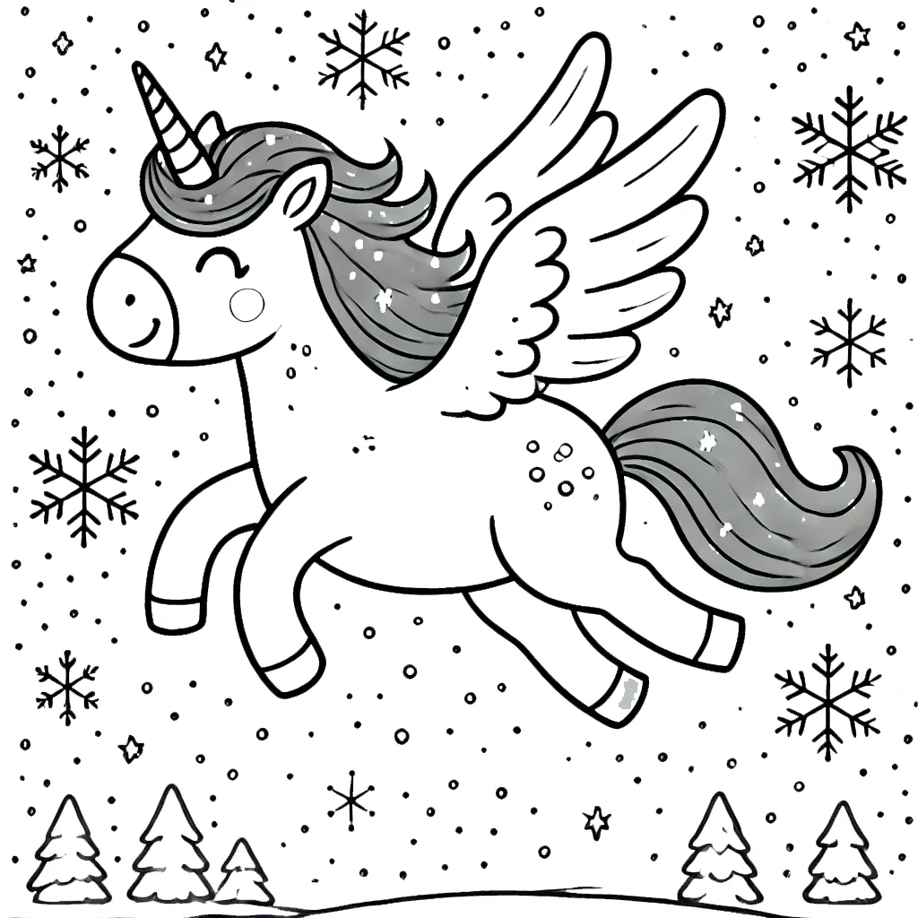 coloriage Licorne de Noël à imprimer