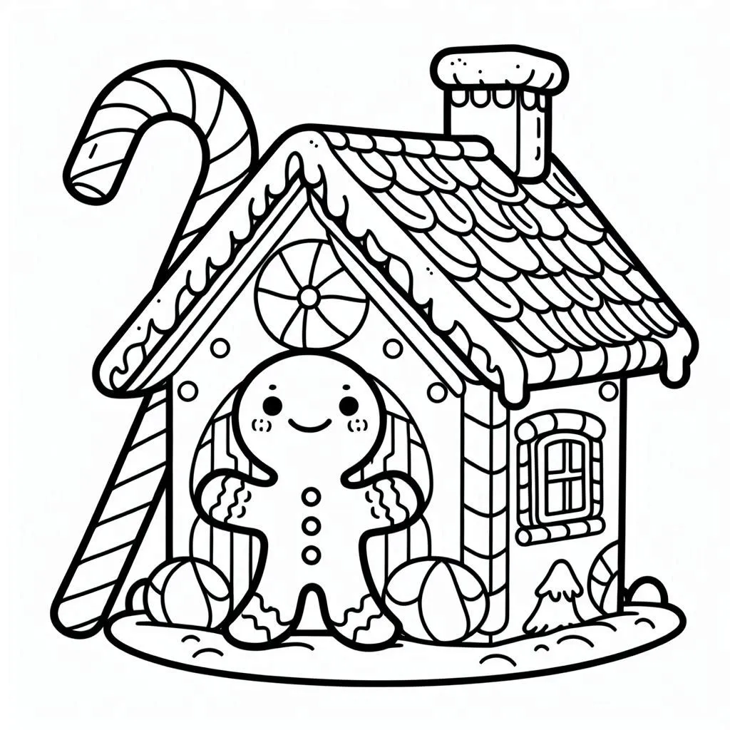 coloriage Maison En Pain D’épices à imprimer pdf