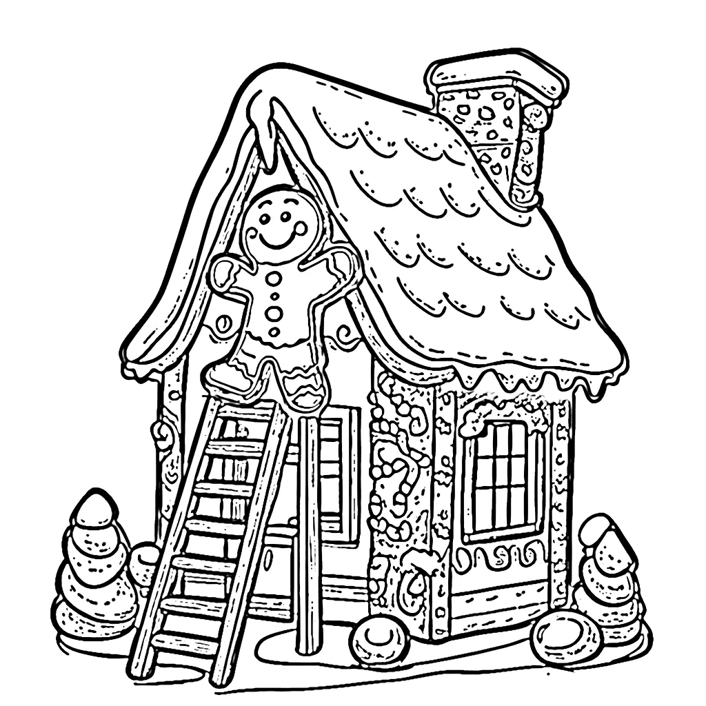 imprimer coloriage Maison En Pain D’épices pour enfant 1