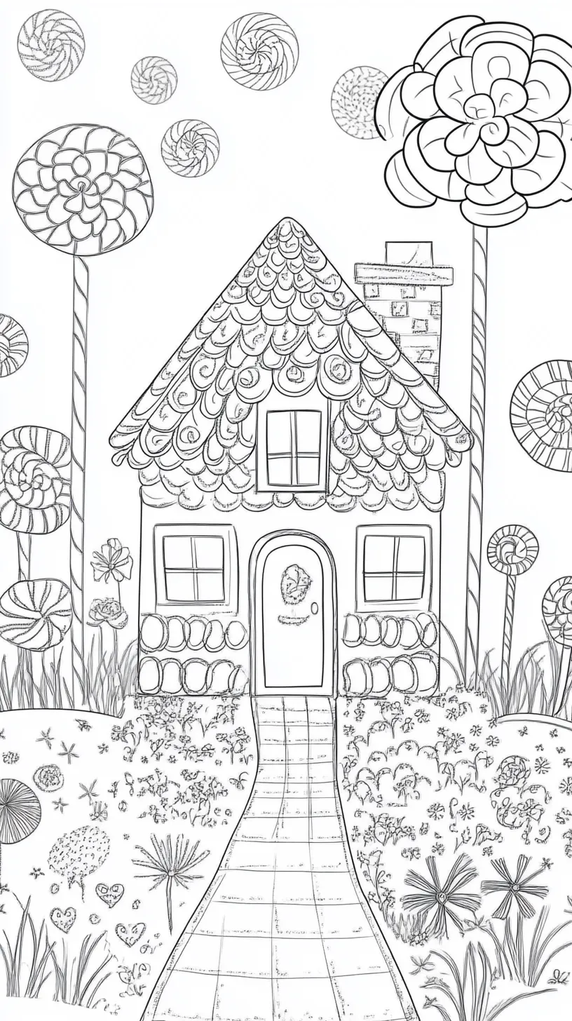 coloriage Maison En Pain D’épices pour enfant de 8 ans