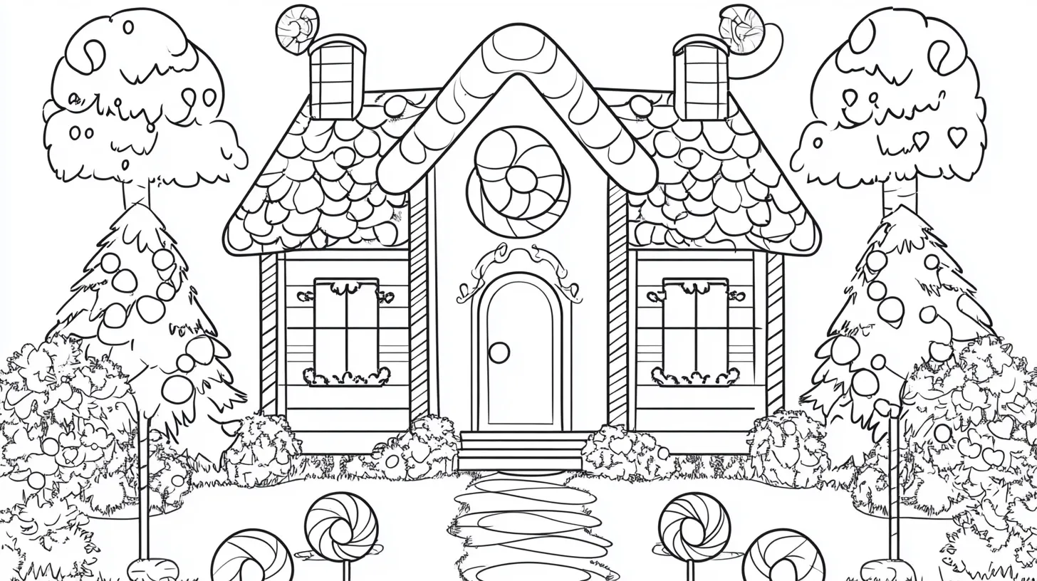 coloriage Maison En Pain D’épices à imprimer pour enfant de 6 ans