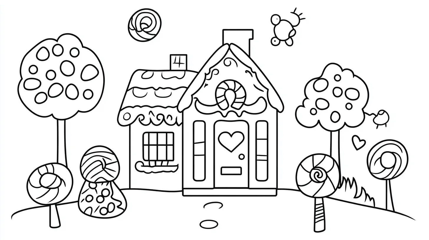 coloriage Maison En Pain D’épices à imprimer pour enfant de 10 ans