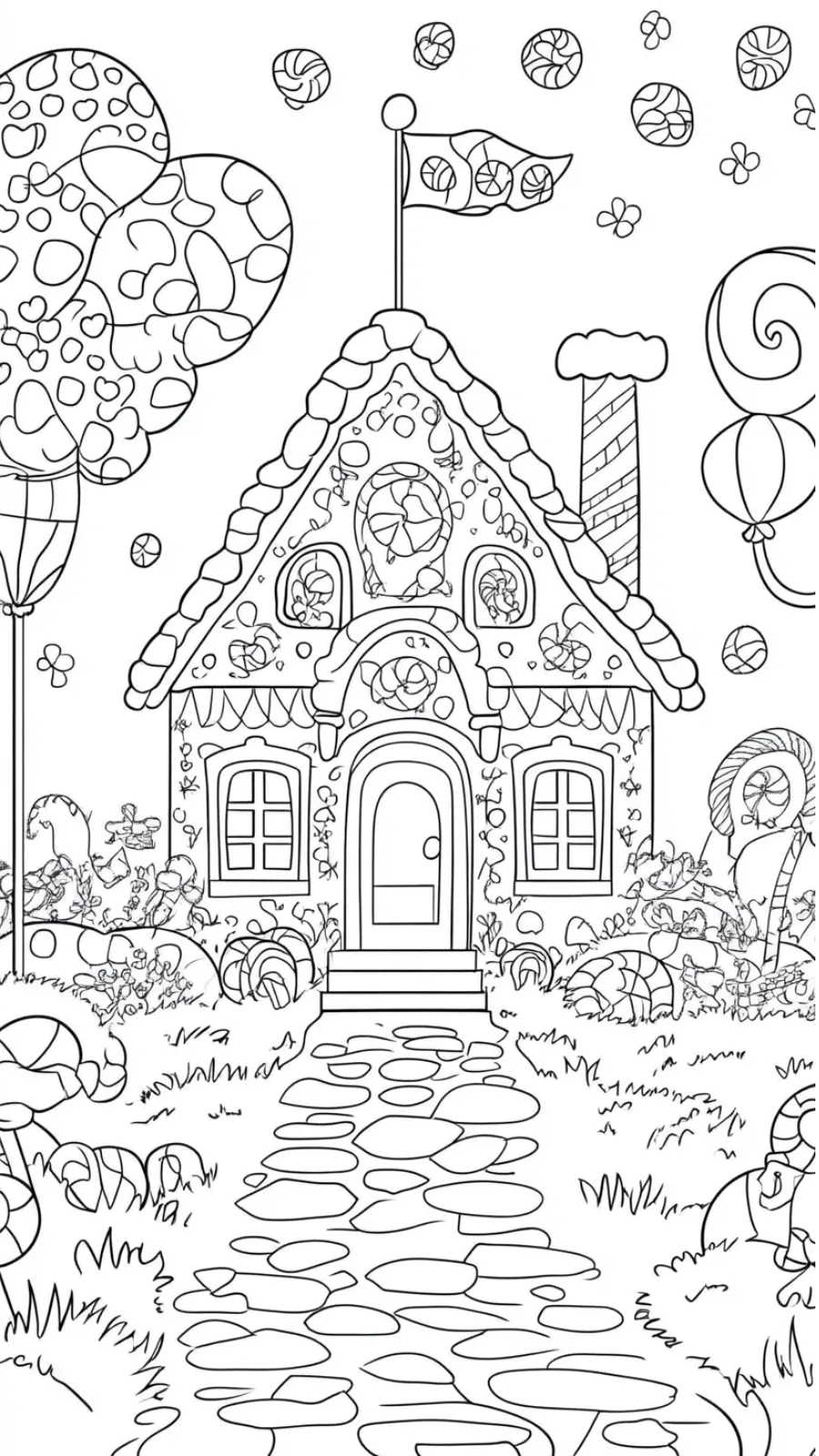 coloriage Maison En Pain D’épices pour enfant de 6 ans