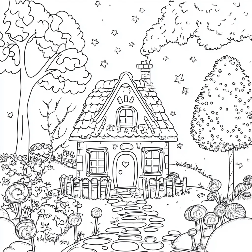 coloriage Maison En Pain D’épices a imprimer gratuitement